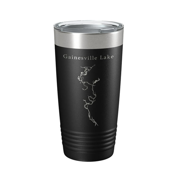 Gainesville Lake Map Tumbler Travel Mug Insulated Laser Engraved Coffee Cup Alabama 20 oz Black