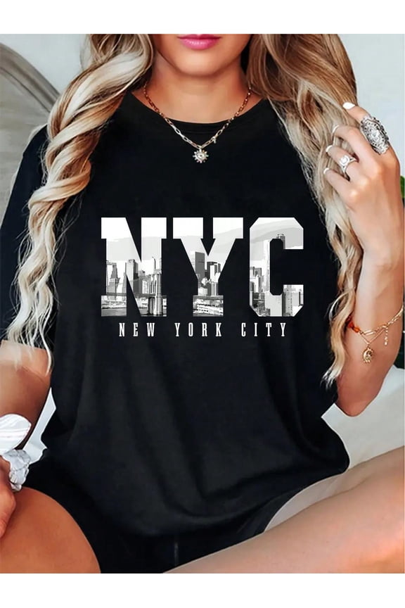 100% Cotton NYC New York City Skyline USA America Vintage Souvenir T-Shirt