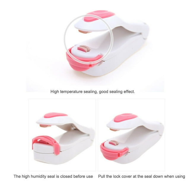 thinsony Food Sealer Sealing Machine Packaging Tool Multicolored Self-adhesive Base Compact Size Space Saving Keep Fresh Pink+Yellow