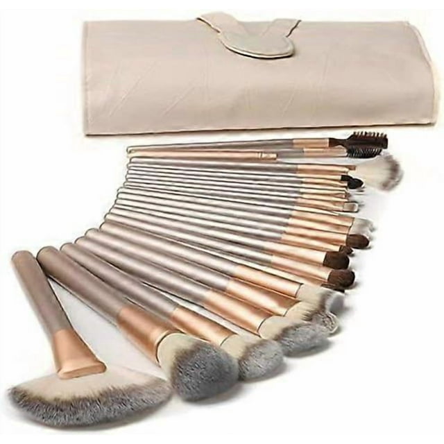 Make up Brushes,18 Pcs Professional Makeup Brush Set with PU Leather Bag Beige