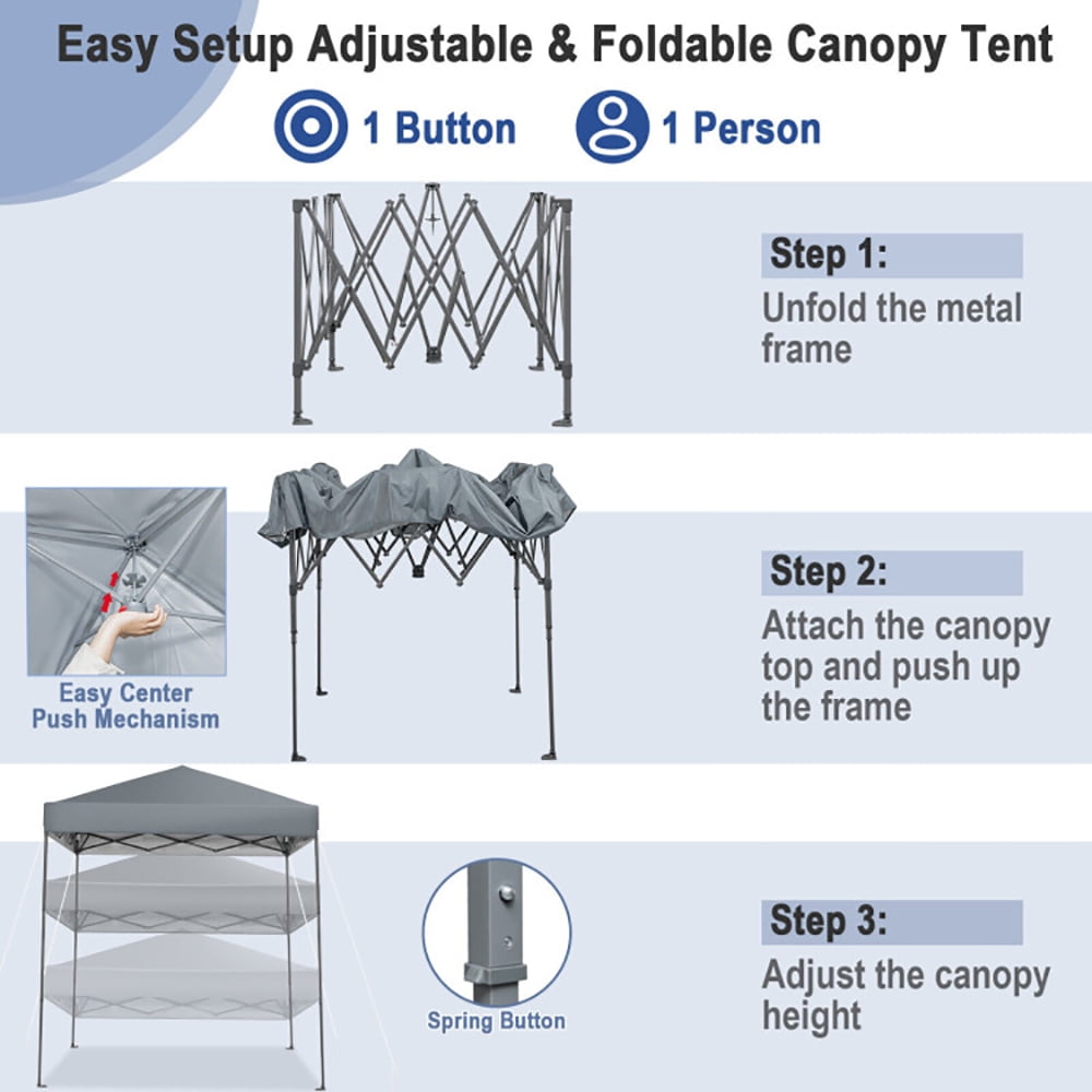 Aimee Lii 6.6 x 6.6 Feet Outdoor Pop-up Canopy Tent with UPF 50+ Sun Protection, Backyard Canopy Gazebo for Party Camping BBQ Events, Gray Aimee Lii 6.6 x 6.6 Feet Outdoor Pop-up Canopy Tent with UPF 50+ Sun Protection, Backyard Canopy Gazebo for Party Camping BBQ Events, Gray