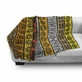 thumbnail image 3 of Tribal Soft Flannel Fleece Throw Blanket, Motifs with Hand Drawn Style Borders Pattern Artwork, Cozy Plush for Indoor and Outdoor Use, 50" x 70", Black Orange and Yellow, by Ambesonne, 3 of 6