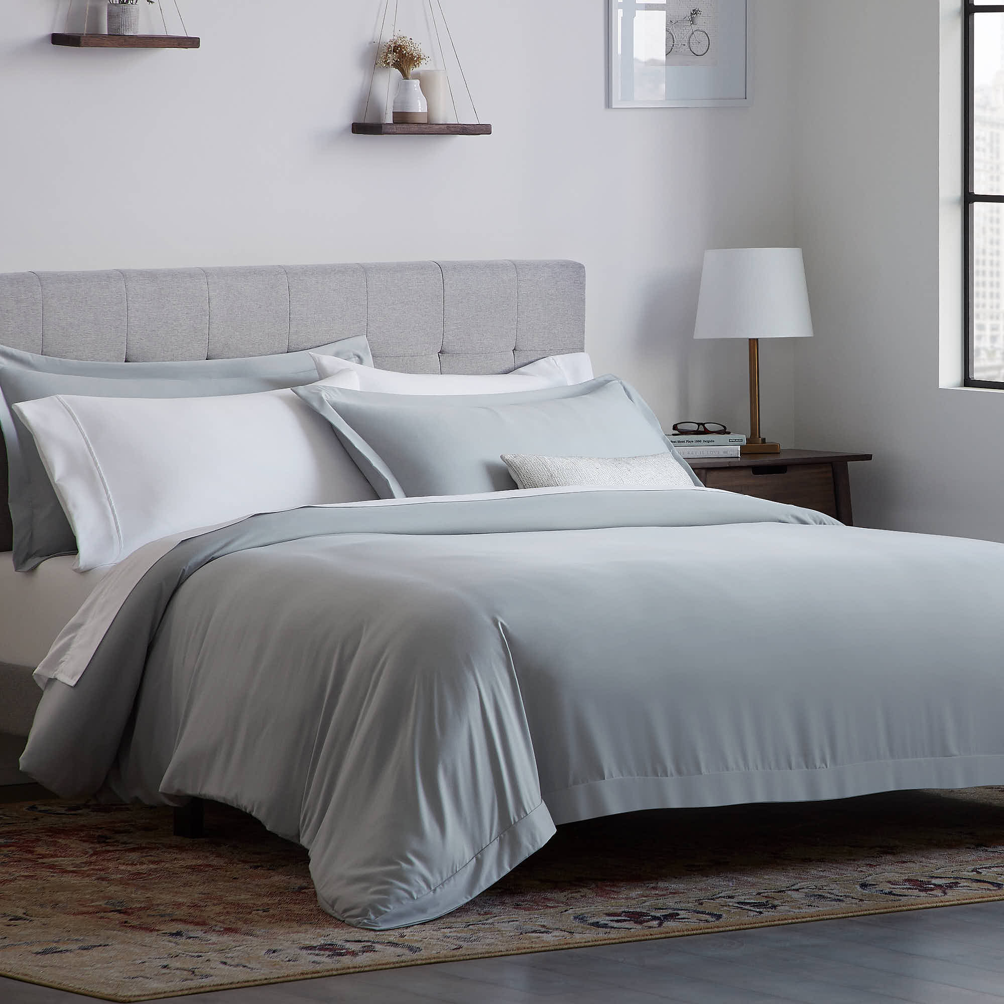 Rest Haven Microfiber Duvet Set, California King, Gray