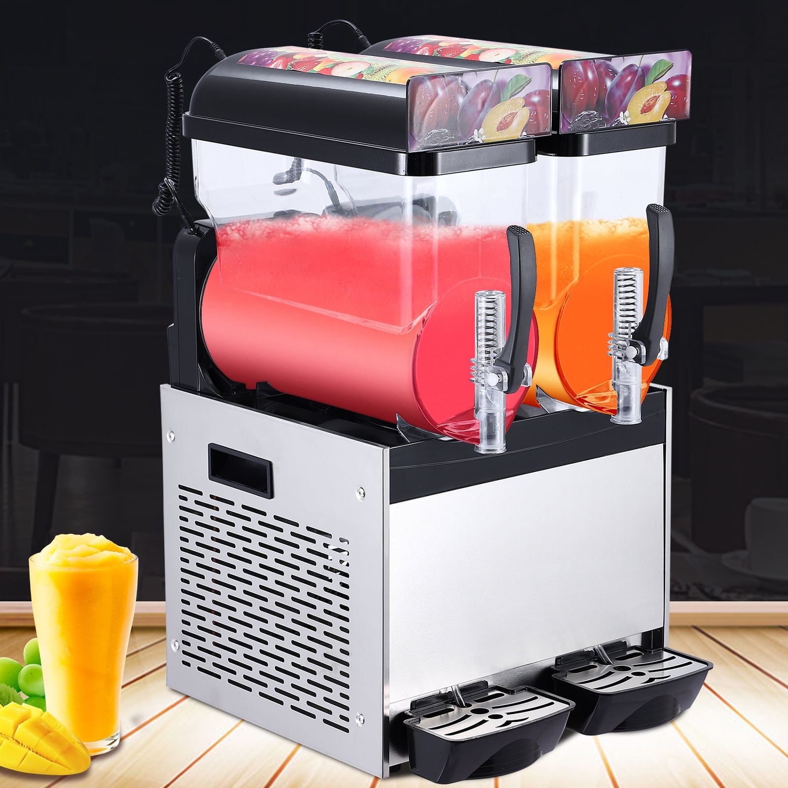 Commercial Slushie Machine, 500W Frozen Drink & Margarita Maker, Single Tank Slushy Machine for Bar, Cafe, ICE 12L/15L