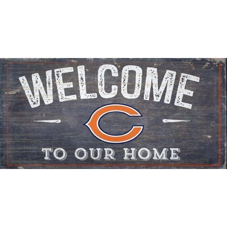 Fan Creations LA Auto Gear Chicago Bears NFL Team Logo Garage Home Office Room Wood Sign with Hanging Rope - Welcome to Our Home