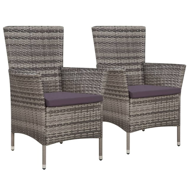 vidaXL Garden Chairs 2 pcs with Cushions Poly Rattan Grey