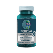 Neuriva Memory 3D Brain Supplements for Memory and Focus, Vitamin B12 & B6, Folic Acid, 30 Count Capsules
