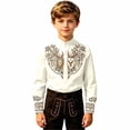 thumbnail image 4 of Boys Stand Collar Shirts Floral Print Button Down Long Sleeve Western Cowboy Fall Summer Casual Tops Tees for Kid Size 15-16T, 4 of 4