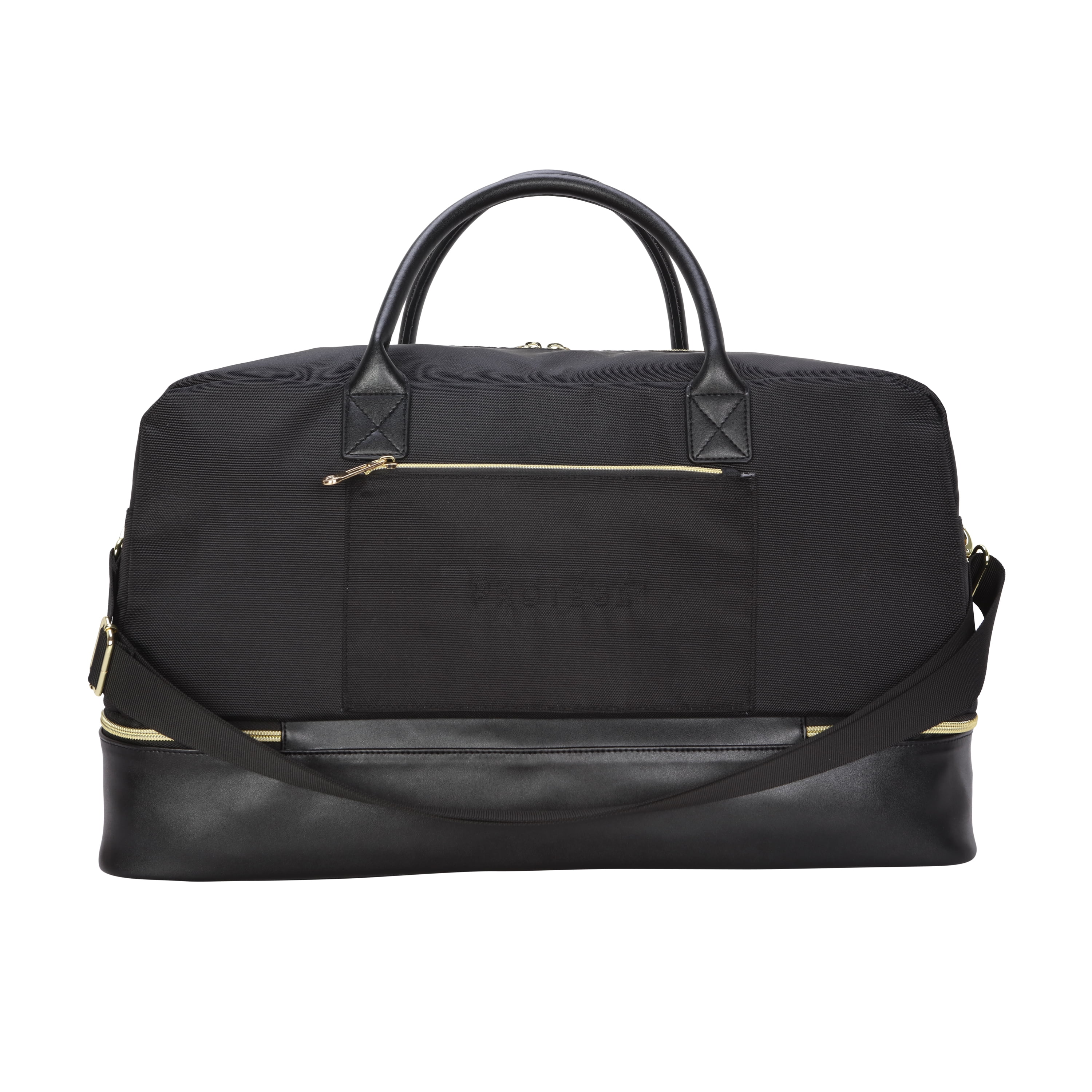 Protege 20” Drop Bottom Weekender Duffel Bag for Travel, Polyester Material, Carry-On Travel Bag, Black