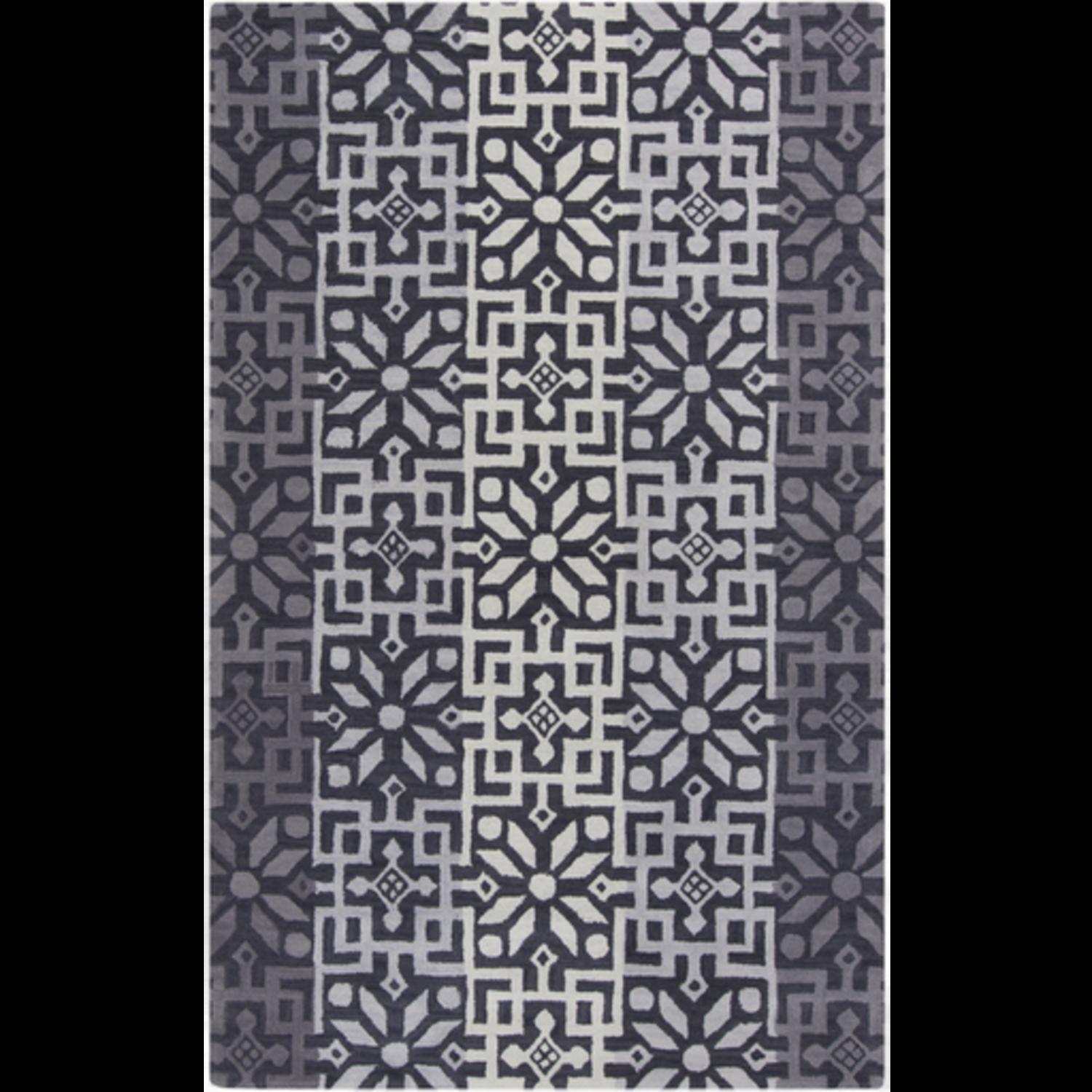 3.25' x 5.25' Floral Elegance Navy Blue, Gray and White New Zealand