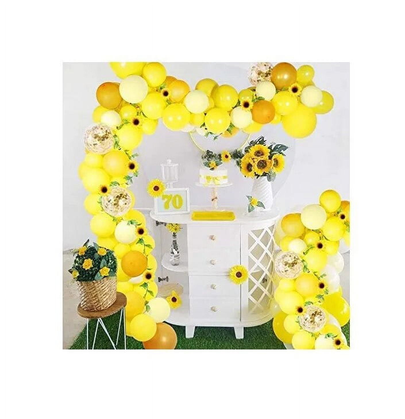 Sunflower Themed Baby Shower Party Decoration with Yellow Latex Confetti Balloon Garland Arch Kit Banner for Boys Girls