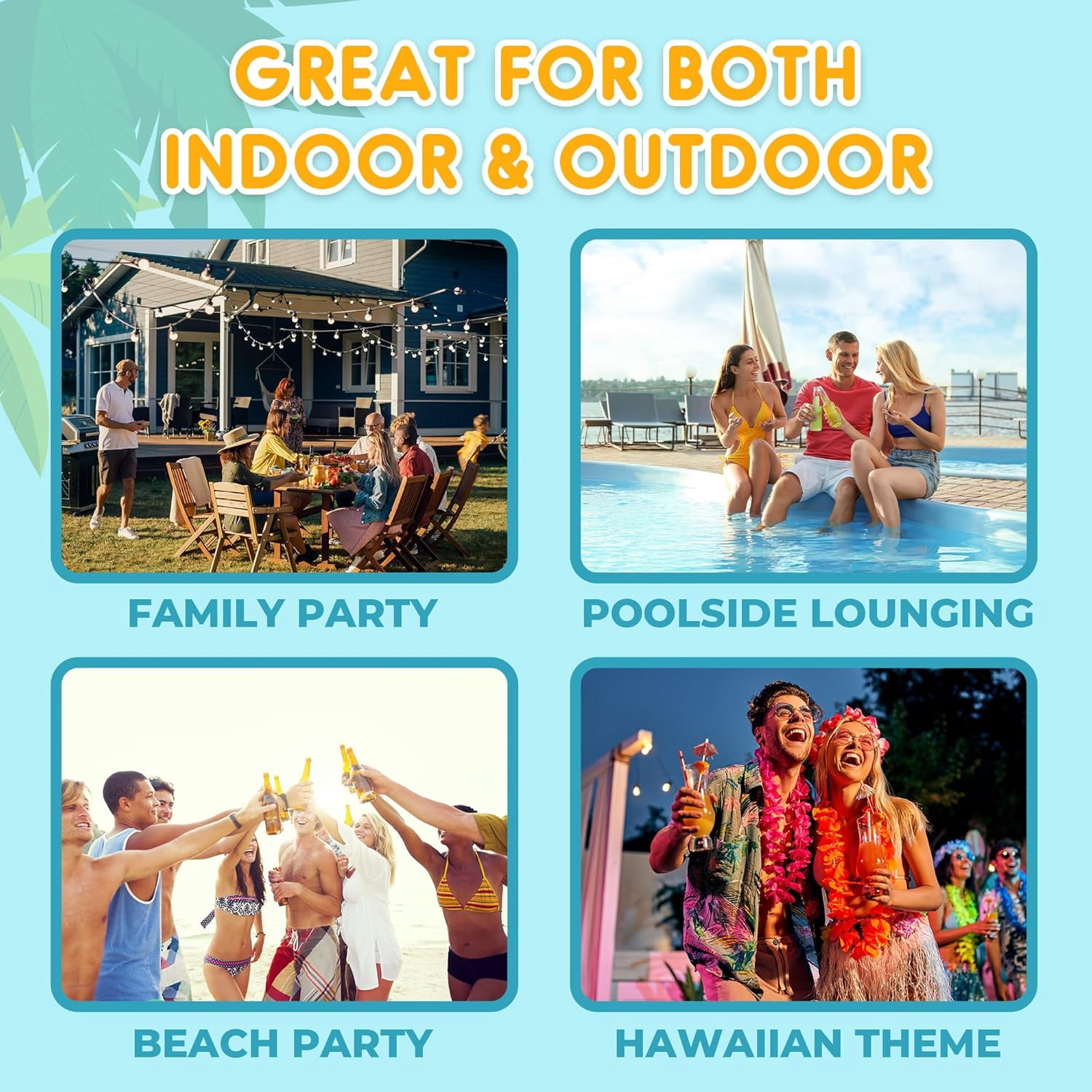 Playbees Inflatable Palm Tree Cooler 60" - 2 Pack Blow Up Palm Tree Party Cooler, Luau Hawaiian Tropical Beach Theme, Summer Swimming Pool Party Decorations - Outdoor Party Supplies - Kids Adults