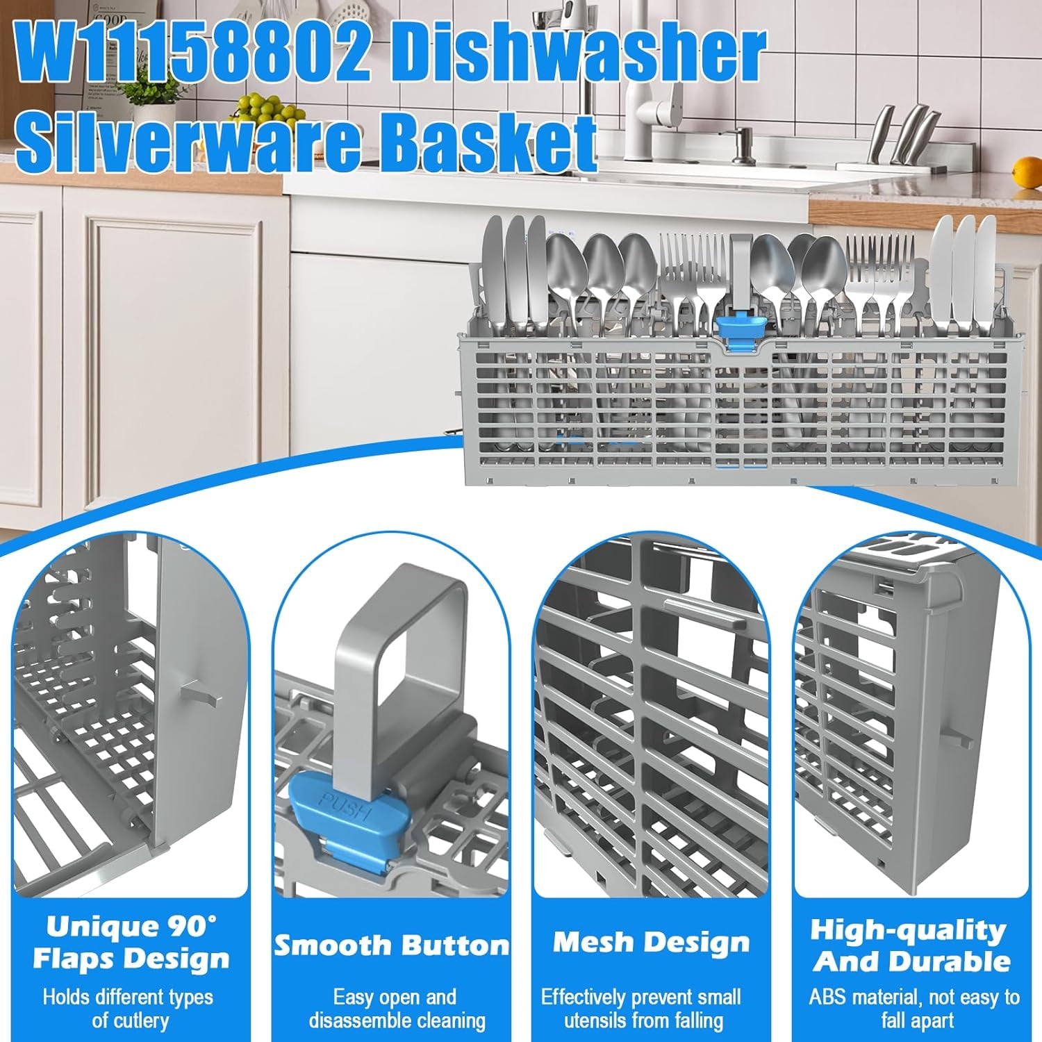 UPGRADED  Dishwasher Silverware Basket Compatible with Whirlpool Dishwasher Silverware Basket Parts 8535075 Utensil Basket W10360461 W10629541 PS12347808 WDF520PADM0 WDF730PAYM0