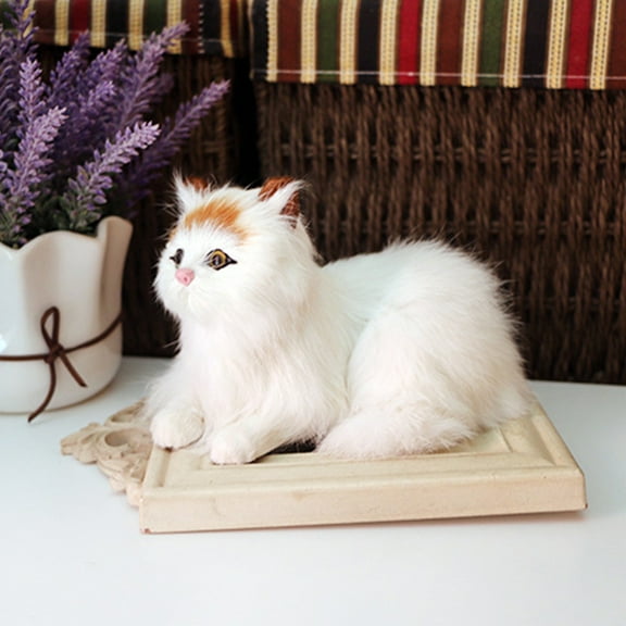 Cat Ornaments White Figurine Romantic Home Decoration