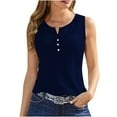 thumbnail image 2 of Homenesgenics Tank Tops for Women Women's 2025 Summer Solid Color Round Sports for Outer Wear Bottoming Short Blue XXL, 2 of 5