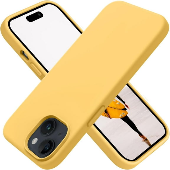 Compatible with iPhone 15 Plus Case, Silicone Shockproof Slim Thin Phone Case for iPhone 15 Plus (6.7 inch), (Yellow)