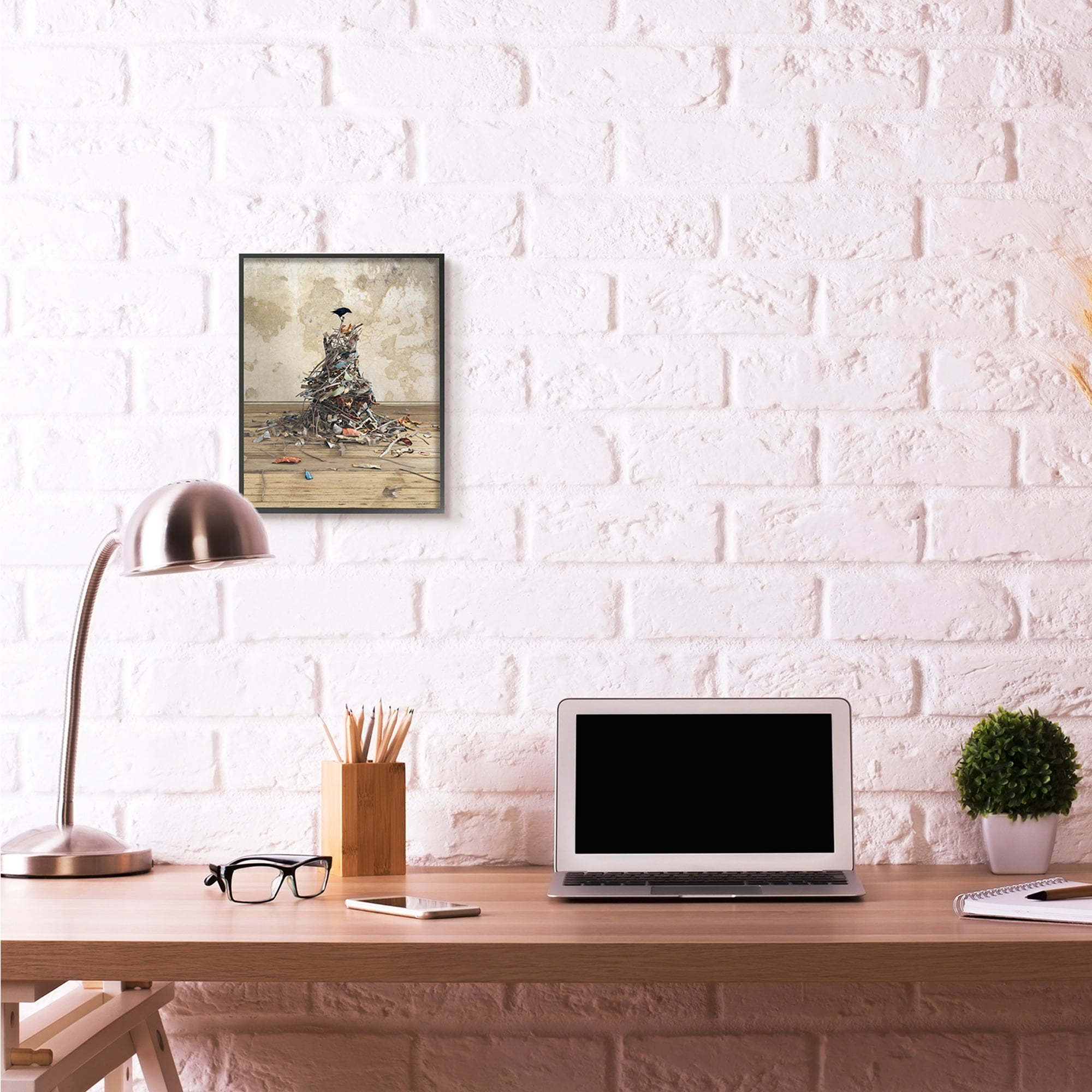Stupell Industries A Crows Collection Animal Bird Design Graphic Art Black Framed Art Print Wall Art, 11x14, by Cynthia Decker