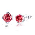 thumbnail image 2 of Devuggo Sterling Silver Round Shaped Simulated Ruby Stud Earrings for Women, 2 of 5