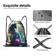 thumbnail image 3 of Kdxio Cosmic Cat In Window Print Drawstring Backpack Bag,Waterproof Draw String Back Sack, Gym Drawstring Bags Swim Bag For Unisex, 3 of 5