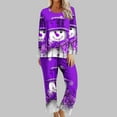 thumbnail image 2 of Feancey Christmas Pajama Sets for Women 2 Piece Cute Pjs Set Xmas Snowman Print Tunic Tops and Pants Two Piece Loungewear Outfits Purple XL, 2 of 7