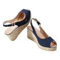 thumbnail image 5 of Gavina Canvas Espadrille Sandal Wedges - Navy Blue / 9, 5 of 6