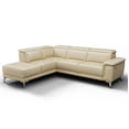 thumbnail image 1 of VALENCIA THEATER SEATING Pista Modern Leather Reclining Sectional Sofa with Left-Hand Facing Chaise, Not Inflatable, Contemporary, Top Grain Leather and Solid Wood Frame, Sofa with Electric Recliner and USB Charging, Beige, 1 of 5