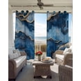 thumbnail image 4 of Blue Marble Blackout Curtains 39 Inches Long for Bedroom, Contemporary Abstract Golden Foil Texture Thermal Insulated Room Darkening Black Out Window Curtain Panels Grommet Drapes for Living Room, 4 of 8