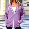 thumbnail image 7 of cocolona Hoodies for Women Solid Color Long Sleeve Fall Winter Drawstring Sweatshirts Loose Casual Zipper Jackets with Pockets, 7 of 7