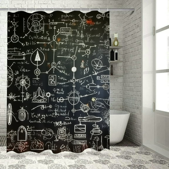 BCIIG Science Diagrams Shower Curtain 100% Polyester with Hooks 36"x72
