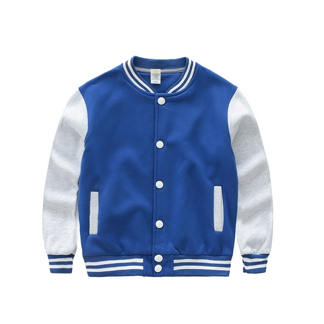 TIEVOSA Veste Décontractée pour Garçons Manteau à Manches Longues Manteau de Baseball Coupe-Vent 5-6 Ans (Bleu Foncé)
