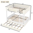 thumbnail image 4 of Newest Queen Size Wooden Bunk Bed with Trundle and Built-in Bookshelf, White and Beige, 4 of 13