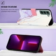thumbnail image 2 of SaniMore Case for Samsung Galaxy S24 2024, PU Leather Case Luxury Marble Pattern Flip Kickstand Magnetic Clasp Cash Pocket Crossbody Lanyard Fashion Case for Girls Women For Galaxy S24, Purple/White, 2 of 10