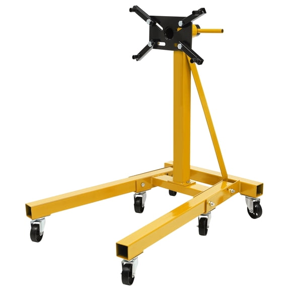 Folding 2000 lbs Engine Stand Motor Hoist Dolly 360 Degree Adjustable Mounting Head Yellow