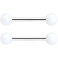 thumbnail image 3 of Body Candy 14G Nipple Piercing Jewelry 316L Stainless Steel 2Pc Aurora Matte White Barbell Nipple Rings 9/16, 3 of 6