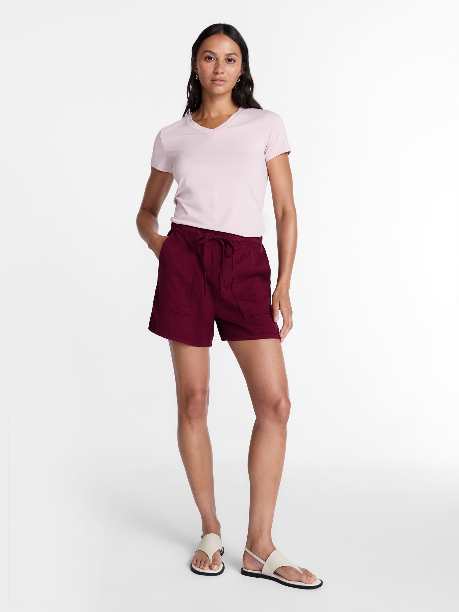 Time and Tru Women's Soft Utility Shorts, 4" Inseam, Sizes XS-XXXL