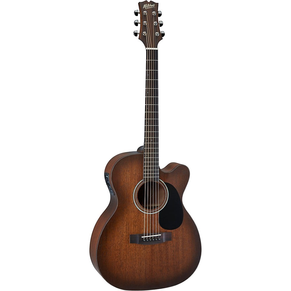Mitchell T333CE-BST Mahogany Auditorium Acoustic-Electric Guitar - Edge Burst