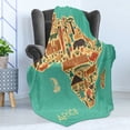 thumbnail image 4 of Africa Soft Flannel Fleece Throw Blanket, Savannah Map Tribal Folk Culture Traditional Boho Art, Cozy Plush for Indoor and Outdoor Use, 50" x 70", Burnt Sienna Pale Yellow, by Ambesonne, 4 of 5