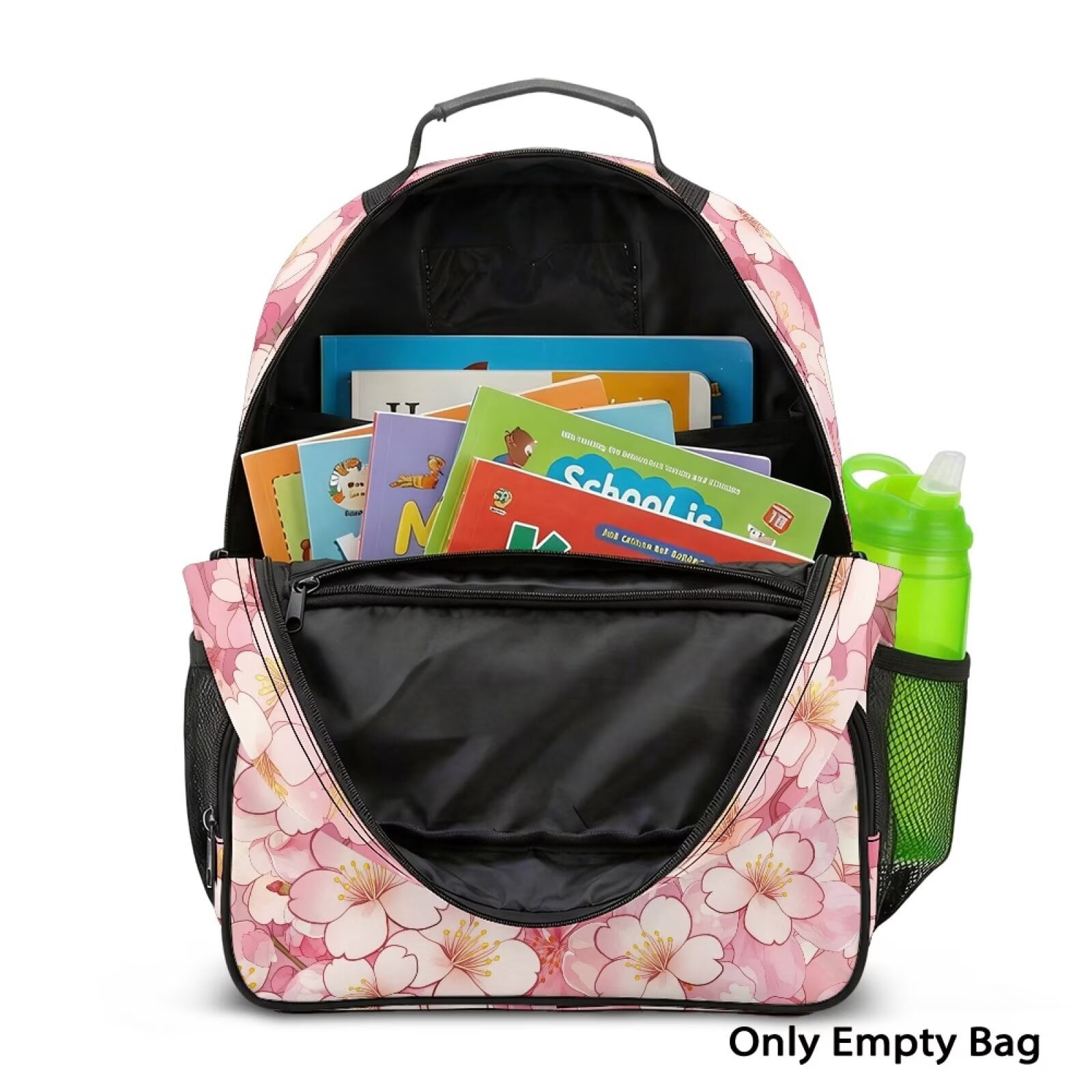 Pzuqiu Pink Cherry Blossom Axolotl 13.5 Inch Toddler Backpack for Kids Preschool Water Resistant Breathable School Bag with Multi Pockets Lightweight Daypack for Kindergarten