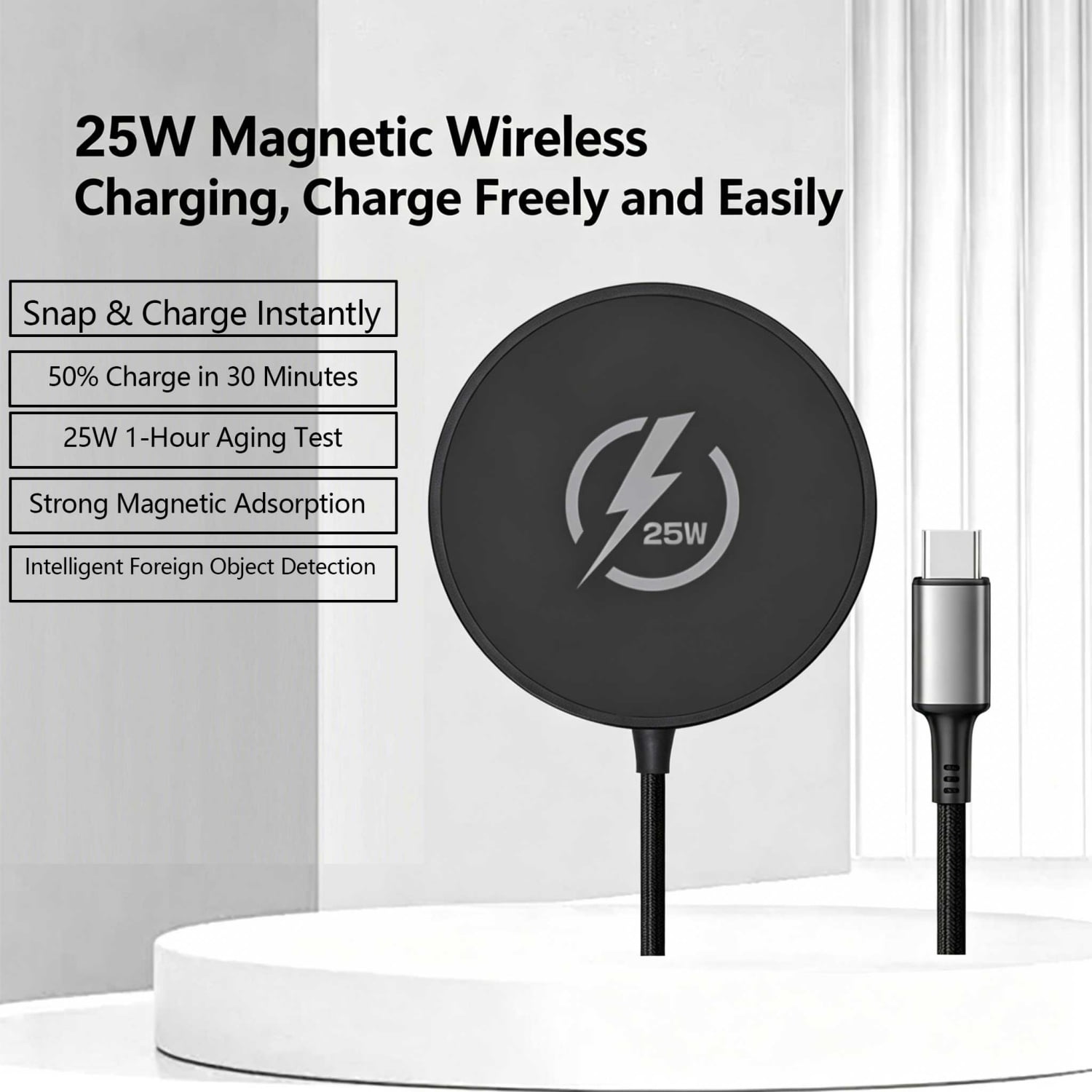 Wireless Charger 2 Pack,25W Fast Charging Pad Portable Charger Compatible for iPhone 17 16 15 13 14 12 Series&AirPods