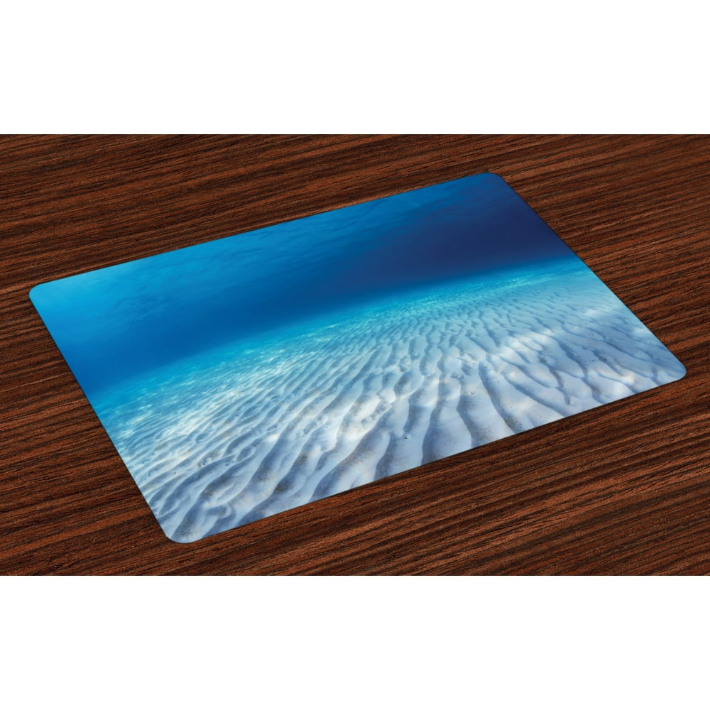 Ocean Placemats Set of 4 Underwater Shot of An Infinite Sandy Sea