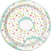 Donut Party Round Dessert Plates - Foil Board, 8 Ct.