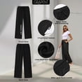 thumbnail image 6 of ManxiVoo Women's Crochet Panel Linen Pants – Elastic Waist High Waisted Wide Leg Casual Summer Beach Trousers, 6 of 8