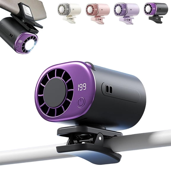 2026 New Car Clip on Air Conditioner Fan with LED Display - 360° Rotation, 199 Speeds Adjustable, 16 Semi-Cooling Wide Clamp Detachable, USB Rechargeable