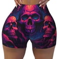 thumbnail image 2 of Fotbe Purple-Red Skull Shorts Sin Costuras – Shorts Deportivos de Cintura Alta para Mujer, Elásticos para Gimnasio, Yoga, Running o Ciclismo-Small, 2 of 8