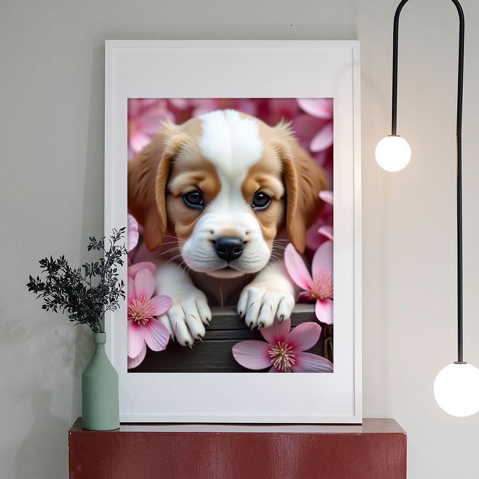 Diamond Art Kit for Adults, Cute Beagle Flower Print No.68 Diamond Painting for Adults Beginners, 5D DIY Diamond Art Painting Kits, Colorful Diamond Painting Craft for Home Decor 12x16