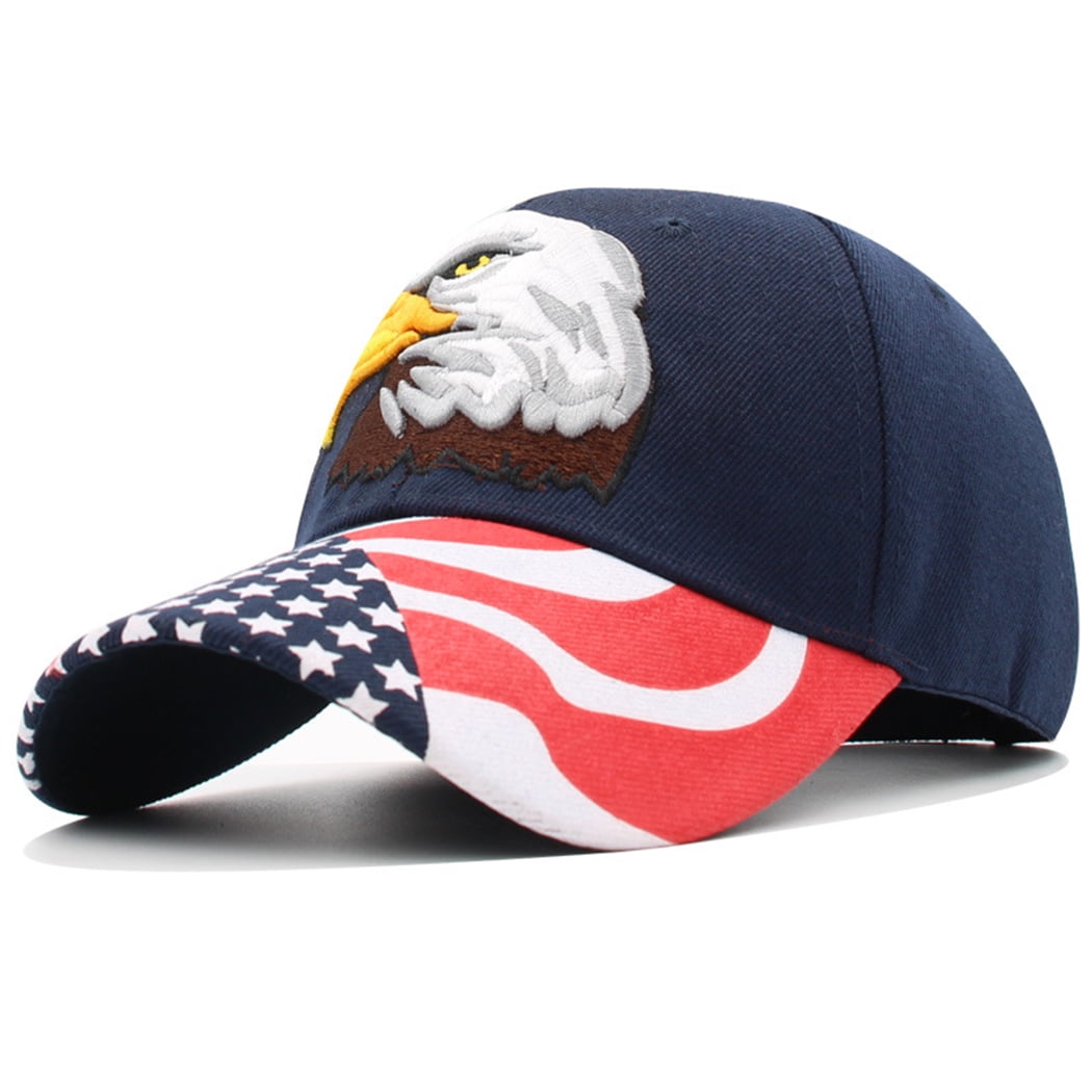 Jeg mistede min vej Hver uge Forkæl dig USA American Flag Patriotic Eagle Hawk Embossed Adjustable Baseball Caps  Hats - Walmart.com