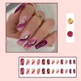 thumbnail image 4 of 24Pcs Press on Nails Square French Tip False Nails Medium Length Purple Stick on Nails with Gold Glitter Design Reusable Acrylic Artificial Elegant Fa, 4 of 5