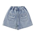 thumbnail image 3 of Shadoumai Girls Jean Shorts Ripped Raw Hem High Waist Straight Leg Casual Summer Denim Shorts Nightclub Party Shorts, 3 of 8