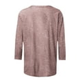 thumbnail image 4 of Enjoytime Fall Shirts Women Casual Blouses Sequin Print Round Neck 3/4 Length Sleeve Womens Tops Winter Women Clothing, 4 of 5