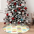 thumbnail image 4 of KLL 48" Christmas Tree Skirt Colorful Mustache Xmas Tree Skirts Mat for New Year Xmas Holiday Party Indoor Outdoor Home Decoration, 4 of 5